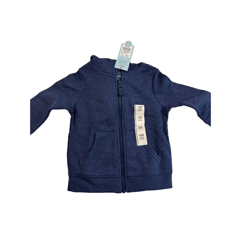 Cat & Jack Toddler Boys' Fleece Zip-up Sweatshirt Navy Blue 18M NWT